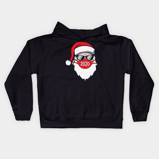 Santa Wearing Face Mask and Glasses Funny Quarantined Christmas Gift Kids Hoodie by BadDesignCo